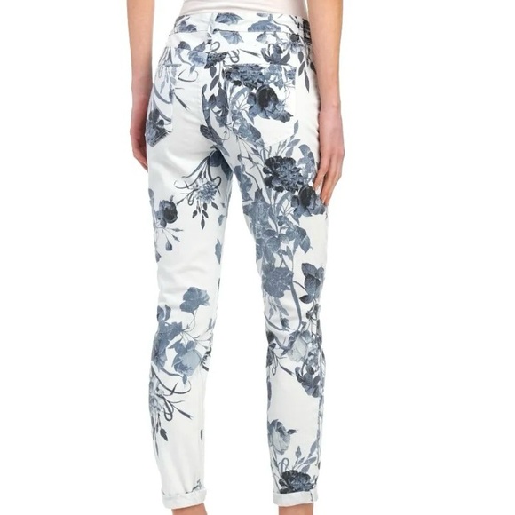 Nine West Gramercy Skinny Ankle Jeans White Blue Floral NEW NWT 14 - Picture 1 of 12